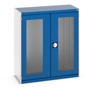 Steel Stationery Cupboard - with Window Doors. WxDxH: 1050X525X1200mm Ral 7035/5010 _SKU-40013021.11V