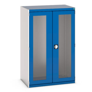 Metal Cabinet with Windows - Cubio Cupboard with Window Doors. WxDxH: 1050X525X1600mm Ral 7035/5010 _SKU-40013022.11V