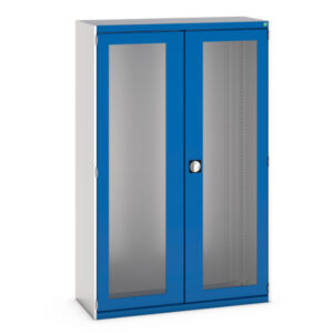Steel Cupboard with Window Doors - WxDxH: 1050X525X2000mm Ral 7035/5010 _SKU-40013023.11V