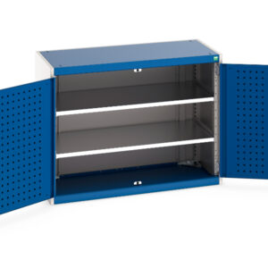 Cubio Cupboard with Perfo Doors And 2 Shelves. WxDxH: 1050X525X800mm Ral 7035/5010 _SKU-40013046.11V