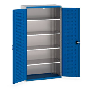 Cubio Cupboard with Perfo Doors And 4 Shelves - WxDxH: 1050X525X2000mm Ral 7035/5010 _SKU-40013053.11V