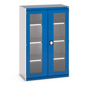 Cubio Cupboard with Window Doors And 3 Shelves. WxDxH: 1050X525X1600mm Ral 7035/5010 _SKU-40013062.11V