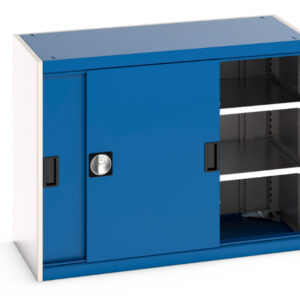 Cubio Cupboard with Sliding Doors And 2 Shelves. WxDxH: 1050X525X800mm Ral 7035/5010 _SKU-40013067.11V