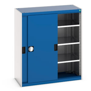 Cubio Cupboard with Sliding Doors And 3 Shelves. WxDxH: 1050X525X1200mm Ral 7035/5010 _SKU-40013069.11V