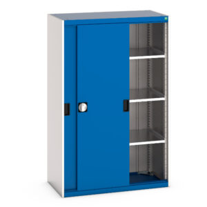 Industrial Storage Cabinet with Sliding Doors - Cubio Cupboard with Sliding Doors And 3 Shelves. WxDxH: 1050X525X1600mm Ral 7035/5010 _SKU-40013072.11V