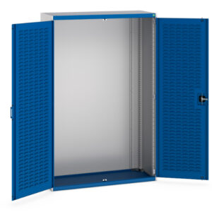 Industrial Cupboard Metal Blue - with Louvre Doors. WxDxH: 1300X525X2000mm Ral 7035/5010 _SKU-40014020.11V