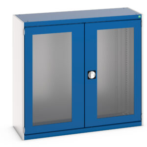 Metal Cupboard with Window Doors - WxDxH: 1300X525X1200mm Ral 7035/5010 _SKU-40014021.11V