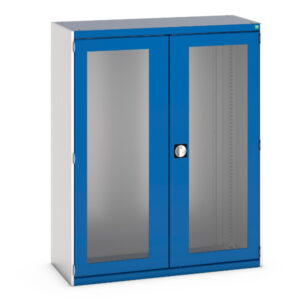 Bott Storage Cabinet - with Window Doors. WxDxH: 1300X525X1600mm Ral 7035/5010 _SKU-40014022.11V