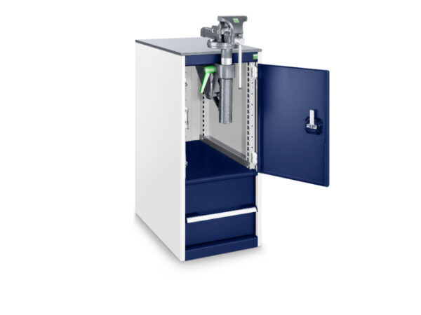 Cabinet with Vise - Cubio Vice Cabinet with 125mm Vice, 1X Drawer. WxDxH: 400X650X900mm Ral 7035/5010 _SKU-40017100.11V