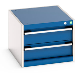 525mm Heavy Duty Drawer Cabinet - Cubio Drawer Cabinet with 2 Drawers. WxDxH: 525X650X400mm Ral 7035/5010 _SKU-40018005.11V