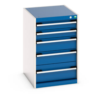 Bott Cubio Cabinet - with 5 Drawers. WxDxH: 525X650X800mm Ral 7035/5010 _SKU-40018037.11V