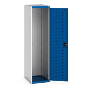 525mm Wide Metal Cupboard - Cubio Cupboard with Perfo Doors. WxDxH: 525X650X2000mm Ral 7035/5010 _SKU-40018093.11V