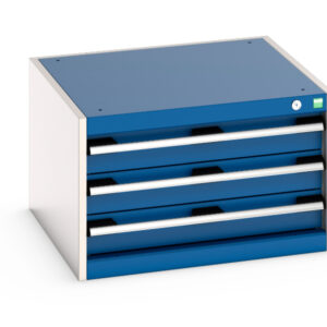 Warehouse Steel Cabinet - Cubio Drawer Cabinet with 3 Drawers. WxDxH: 650X650X400mm Ral 7035/5010 _SKU-40019009.11V
