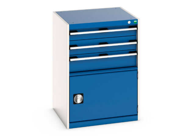 Workshop Cupboards And Drawers - Cubio Drawer-Door Cabinet with 3 Drawers / Door. WxDxH: 650X650X900mm Ral 7035/5010 _SKU-40019043.11V