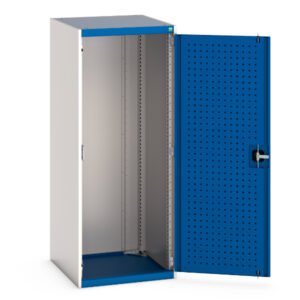 Metal Industrial Cabinet with Perforated Tool Board Doors - Cubio Cupboard with Perfo Doors. WxDxH: 650X650X1600mm Ral 7035/5010 _SKU-40019093.11V