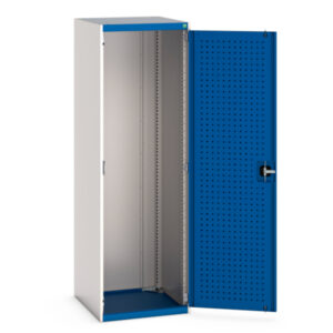 Double Door Pegboard Cupboard - Cubio Cupboard with Perfo Doors. WxDxH: 650X650X2000mm Ral 7035/5010 _SKU-40019095.11V