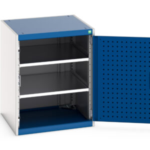 Industrial Storage Cabinet - Cubio Cupboard with Perfo Doors And 2 Shelves. WxDxH: 650X650X800mm Ral 7035/5010 _SKU-40019120.11V