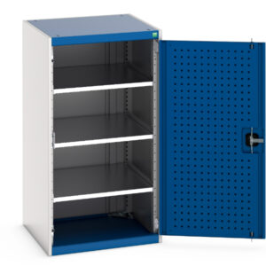 Cubio Cupboard with Perfo Doors And 3 Shelves. WxDxH: 650X650X1200mm Ral 7035/5010 _SKU-40019122.11V