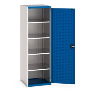 Cubio Cupboard with Perfo Doors And 4 Shelves. WxDxH: 650X650X2000mm Ral 7035/5010 _SKU-40019125.11V
