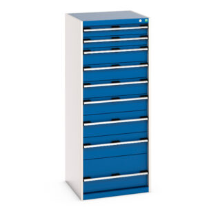 Cubio Drawer Cabinet with 9 Drawers. WxDxH: 650X650X1600mm Ral 7035/5010 _SKU-40019154.11V