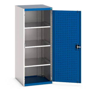 Cubio Cupboard with Perfo Doors And 3 Shelves. WxDxH: 650X650X1600mm Ral 7035/5010 _SKU-40019158.11V