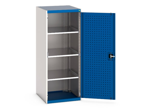 Cubio Cupboard with Perfo Doors And 3 Shelves. WxDxH: 650X650X1600mm Ral 7035/5010 _SKU-40019158.11V