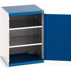Industrial Storage Cupboard - Cubio Cupboard with Perfo Doors And 2 Shelves. WxDxH: 650X650X900mm Ral 7035/5010 _SKU-40019163.11V