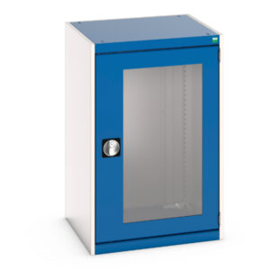 Industrial Metal Cupboards - Cubio Cupboard with Window Doors. WxDxH: 650X650X1000mm Ral 7035/5010 _SKU-40019164.11V