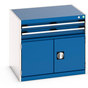 Industrial Blue Drawers - Cubio Drawer-Door Cabinet with 2 Drawers / Door. WxDxH: 800X650X700mm Ral 7035/5010 _SKU-40020011.11V