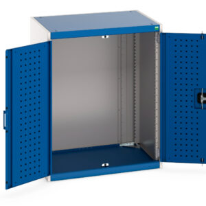 Factory Floor Heavy Duty Cupboard - Cubio Cupboard with Perfo Doors. WxDxH: 800X650X1000mm Ral 7035/5010 _SKU-40020085.11V