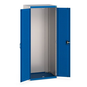 Perforated Door Cabinet Cupboard - Cubio Cupboard with Perfo Doors. WxDxH: 800X650X2000mm Ral 7035/5010 _SKU-40020091.11V