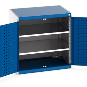 Workshop Tool Storage Cabinet - Cubio Cupboard with Perfo Doors And 2 Shelves. WxDxH: 800X650X800mm Ral 7035/5010 _SKU-40020110.11V