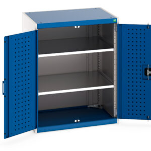 Cubio Cupboard with Perfo Doors And 2 Shelves. WxDxH: 800X650X1000mm Ral 7035/5010 _SKU-40020111.11V