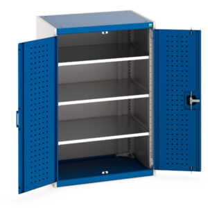 Cubio Cupboard with Perfo Doors And 3 Shelves. WxDxH: 800X650X1200mm Ral 7035/5010 _SKU-40020112.11V