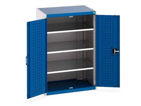 Cubio Cupboard with Perfo Doors And 3 Shelves. WxDxH: 800X650X1200mm Ral 7035/5010 _SKU-40020112.11V