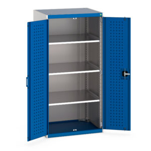Cubio Cupboard with Perfo Doors And 3 Shelves. WxDxH: 800X650X1600mm Ral 7035/5010 _SKU-40020114.11V