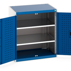 Cubio Cupboard with Perfo Doors And 2 Shelves. WxDxH: 800X650X900mm Ral 7035/5010 _SKU-40020144.11V