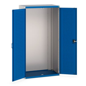 Janitorial Cupboard - Cubio Cupboard with Perfo Doors. WxDxH: 1050X650X2000mm Ral 7035/5010 _SKU-40021067.11V