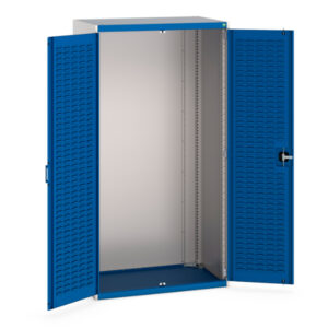 Double Door Metal Cabinet - Cubio Cupboard with Louvre Doors. WxDxH: 1050X650X2000mm Ral 7035/5010 _SKU-40021068.11V