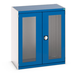 Free Standing Metal Workplace Cupboard - with Window Doors. WxDxH: 1050X650X1200mm Ral 7035/5010 _SKU-40021069.11V