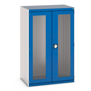 Double Door Steel Cabinet - with Window Doors. WxDxH: 1050X650X1600mm Ral 7035/5010 _SKU-40021070.11V
