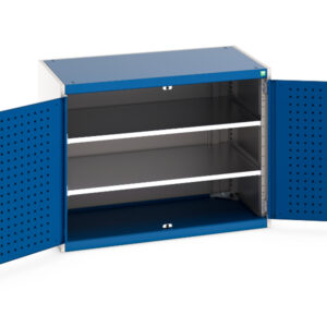 Cubio Cupboard with Perfo Doors And 2 Shelves. WxDxH: 1050X650X800mm Ral 7035/5010 _SKU-40021094.11V