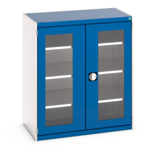 Cubio Cupboard with Window Doors And 3 Shelves. WxDxH: 1050X650X1200mm Ral 7035/5010 _SKU-40021131.11V