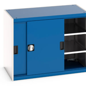 Cubio Cupboard with Sliding Doors, And 2 Shelves. WxDxH: 1050X650X800mm Ral 7035/5010 _SKU-40021137.11V