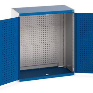 Metal Storage Cabinet - Cubio Cupboard with Perfo Doors, Full Perfo Backpanel. WxDxH: 1050X650X1200mm Ral 7035/5010 _SKU-40021197.11V