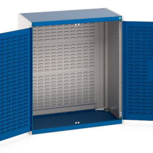 Bott Workplace Cupboard - Cubio Cupboard with Louvre Doors, Full Louvre Backpanel. WxDxH: 1050X650X1200mm Ral 7035/5010 _SKU-40021200.11V