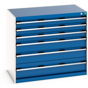 Cubio Drawer Cabinet with 6 Drawers. WxDxH: 1050X650X900mm Ral 7035/5010 _SKU-40021223.11V