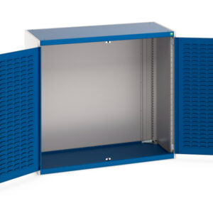 Blue Metal Industrial Cabinet - Cubio Cupboard with Louvre Doors. WxDxH: 1300X650X1200mm Ral 7035/5010 _SKU-40022016.11V