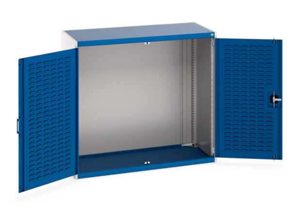 Blue Metal Industrial Cabinet - Cubio Cupboard with Louvre Doors. WxDxH: 1300X650X1200mm Ral 7035/5010 _SKU-40022016.11V