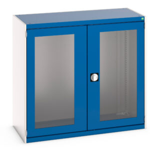 Double Window Metal Cupboard - Cubio Cupboard with Window Doors. WxDxH: 1300X650X1200mm Ral 7035/5010 _SKU-40022021.11V
